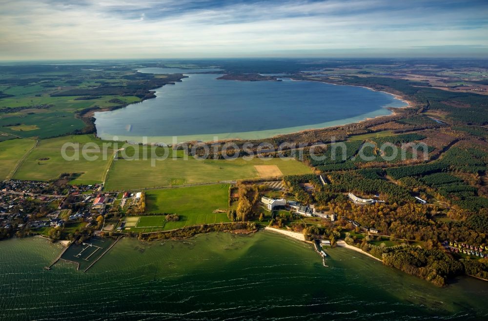 Klink from the bird's eye view: View of the lake Koelpinsee near Klink in the state Mecklenburg-West Pomerania