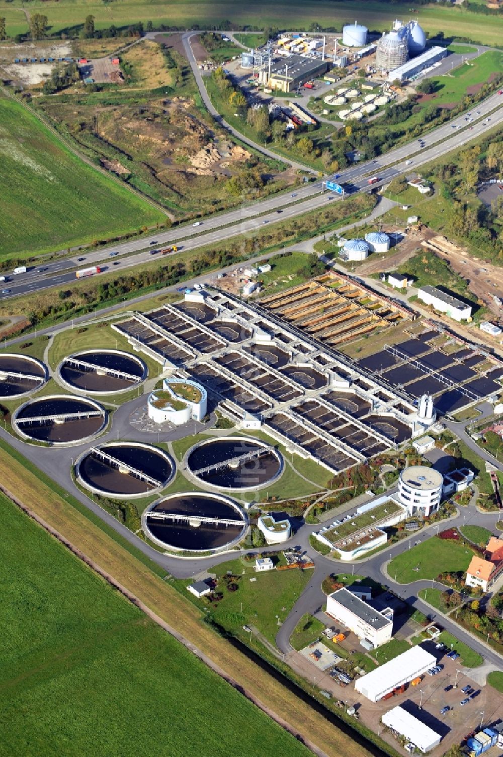 Aerial image Dresden - View of clarification plant Dresden Kaditz in the state Saxony