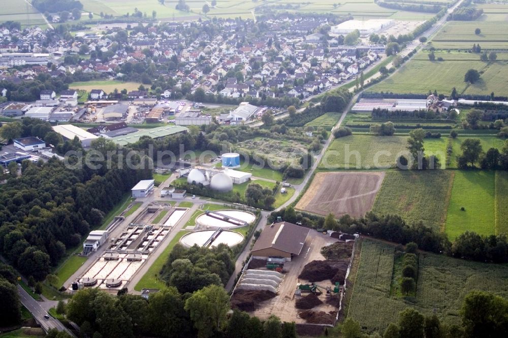 Aerial photograph Bühl - Sewage works Basin for waste water treatment in the district Vimbuch in Buehl in the state Baden-Wuerttemberg