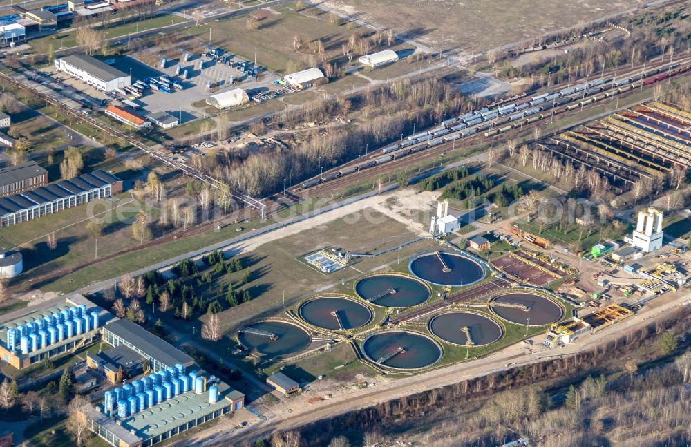 Aerial photograph Spremberg - Sewage works Basin and purification steps for waste water treatment BASF in Spremberg in the state Saxony, Germany