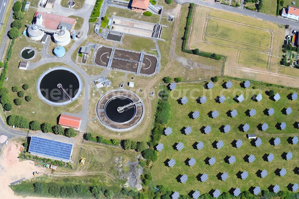 Aerial photograph Bebra - Sewage works Basin and purification steps for waste water treatment An of Bebra in Bebra in the state Hesse, Germany