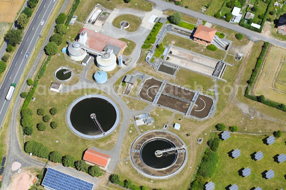 Bebra from above - Sewage works Basin and purification steps for waste water treatment An of Bebra in Bebra in the state Hesse, Germany