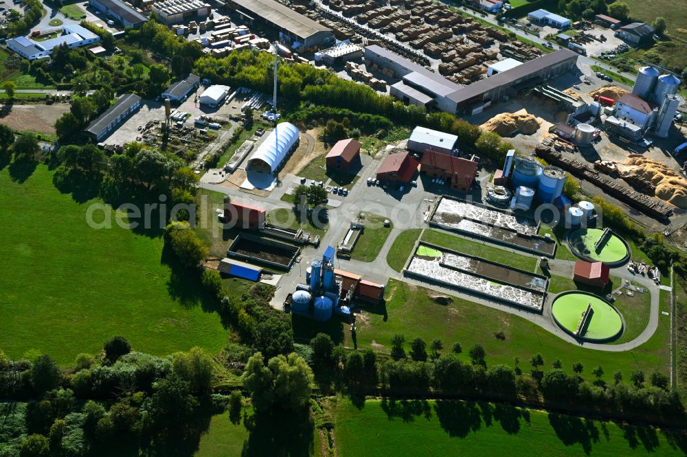 Aerial image Hagenow - Sewage works Basin and purification steps for waste water treatment in Hagenow in the state Mecklenburg - Western Pomerania, Germany