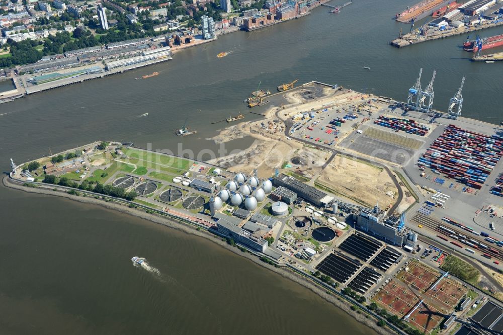 Aerial photograph Hamburg - Sewage works Basin and purification steps for waste water treatment VERA Klaerschlammverbrennung GmbH in Hamburg in Hamburg, Germany