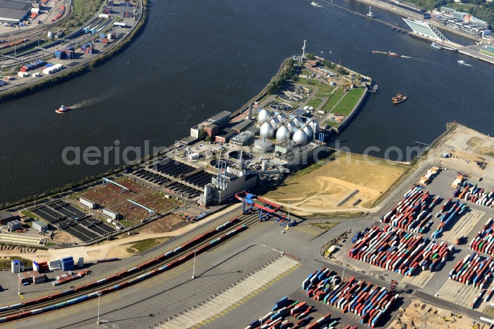 Aerial photograph Hamburg - Sewage works Basin and purification steps for waste water treatment VERA Klaerschlammverbrennung GmbH in Hamburg in Hamburg, Germany