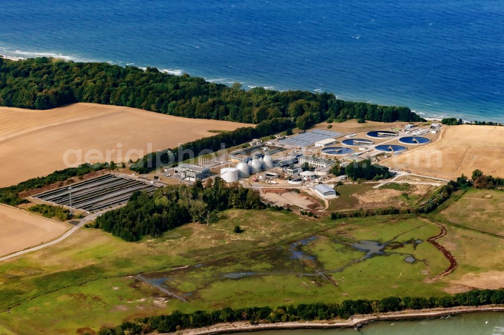 Aerial image Strande - Sewage works Basin and purification steps for waste water treatment of Klaeranlage Buelk in Strande in the state Schleswig-Holstein, Germany