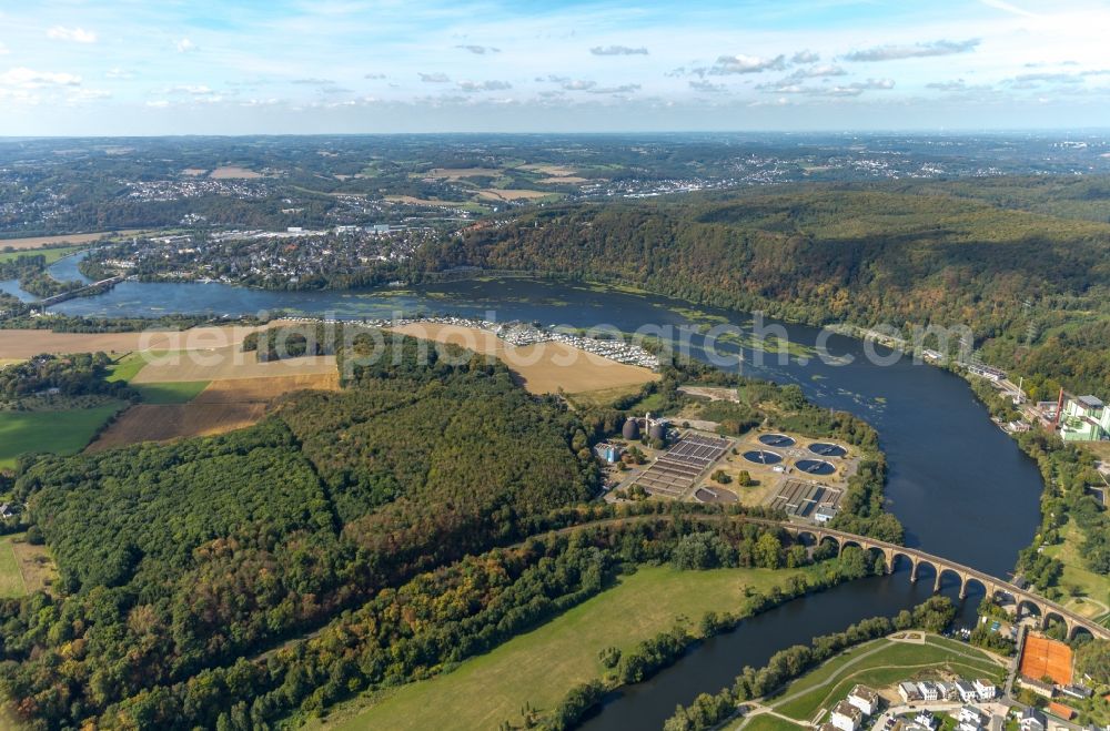 Aerial image Hagen - Sewage works Basin and purification steps for waste water treatment of Klaeranlage Hagen in Hagen in the state North Rhine-Westphalia, Germany