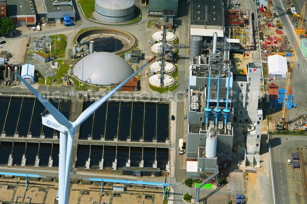 Aerial photograph Hamburg - Sewage works Basin and purification steps for waste water treatment of sewage works Koehlbrandhoeft in Hamburg port