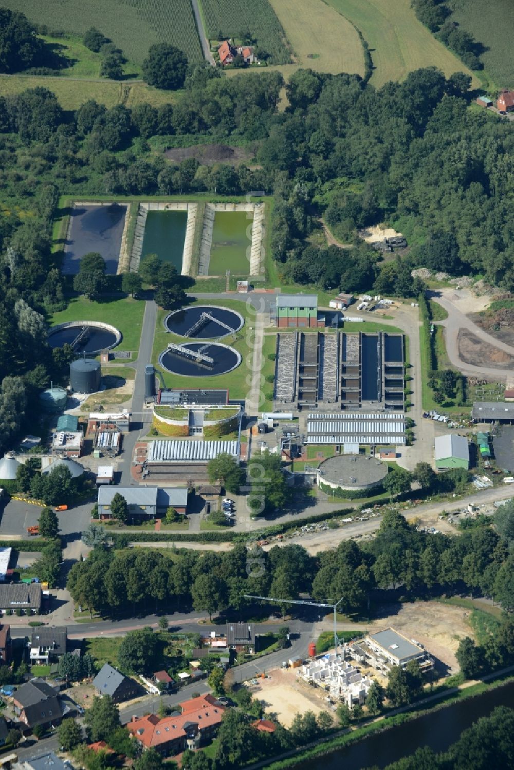 Aerial image Lingen (Ems) - Sewage works for treating waste water in Lingen (Ems) in the state Lower Saxony