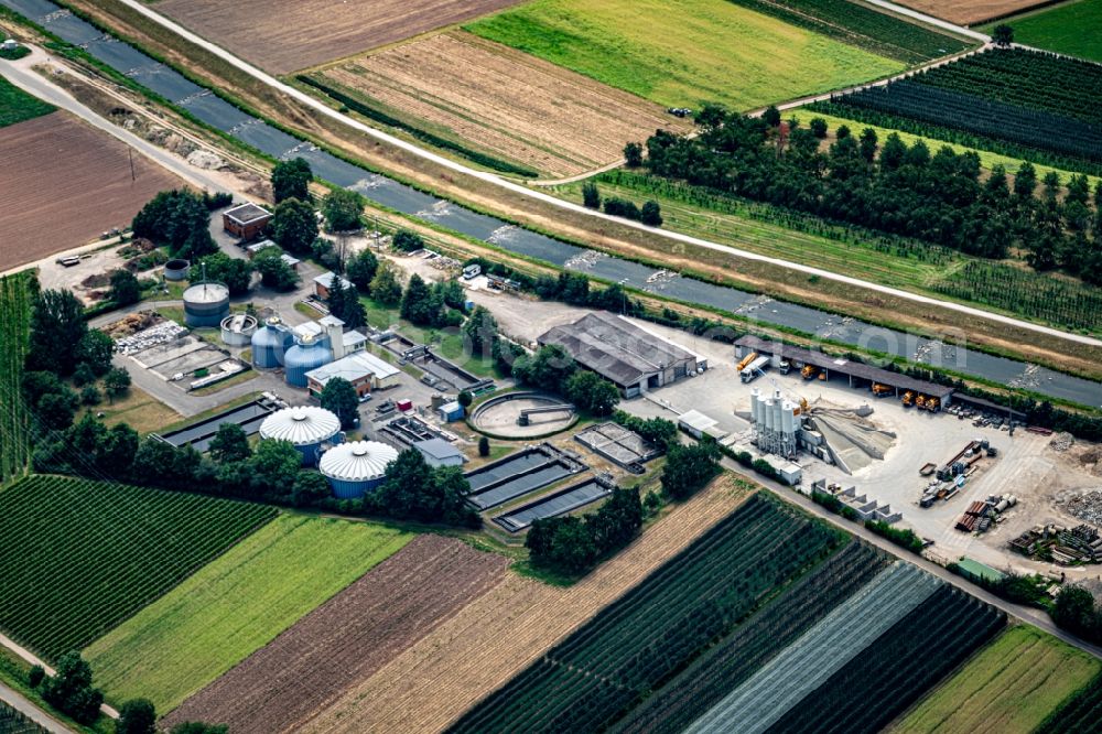 Oberkirch from the bird's eye view: Sewage works Basin and purification steps for waste water treatment in Oberkirch in the state Baden-Wurttemberg, Germany