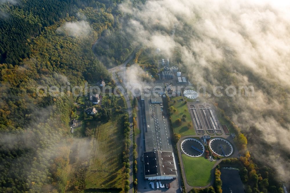 Aerial image Arnsberg - Sewage works Basin and purification steps for waste water treatment in Oeventrop in Arnsberg in the state North Rhine-Westphalia