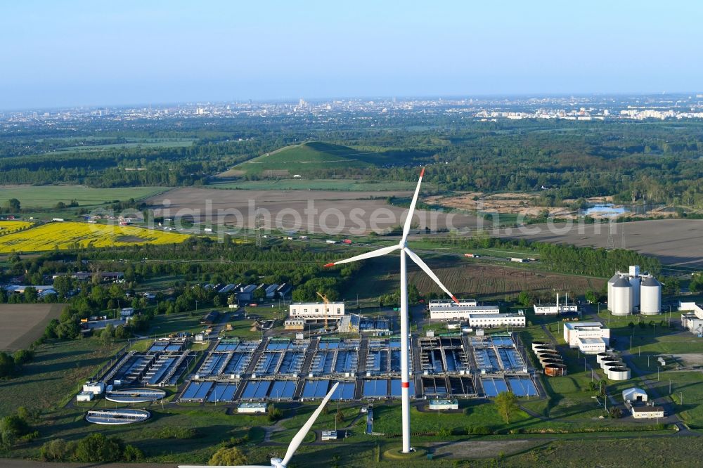 Aerial image Schönerlinde - Sewage works Basin and purification steps for waste water treatment in Schoenerlinde in the state Brandenburg, Germany