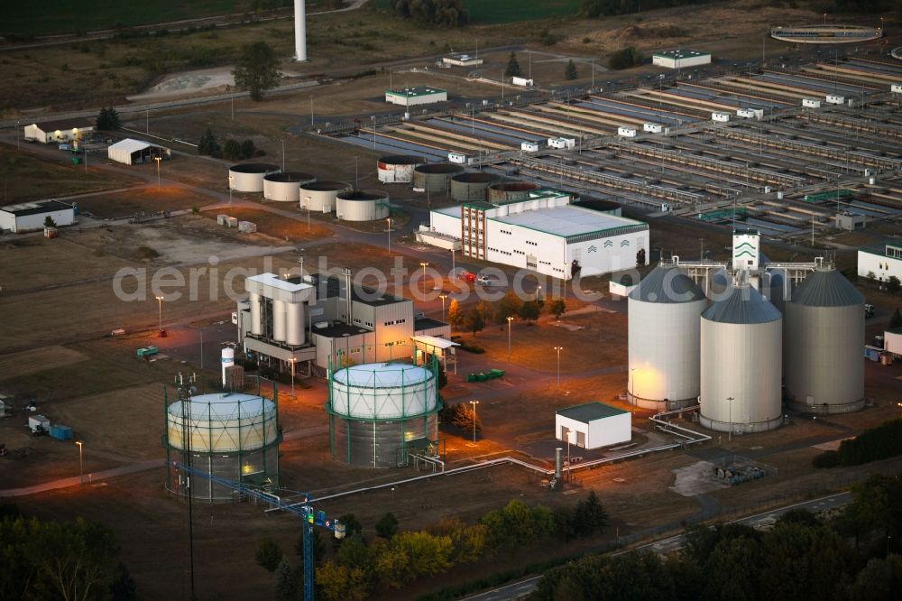 Schönerlinde from above - Sewage works Basin and purification steps for waste water treatment in Schoenerlinde in the state Brandenburg, Germany