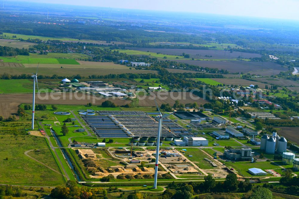 Aerial photograph Schönerlinde - Sewage works Basin and purification steps for waste water treatment in Schoenerlinde in the state Brandenburg, Germany