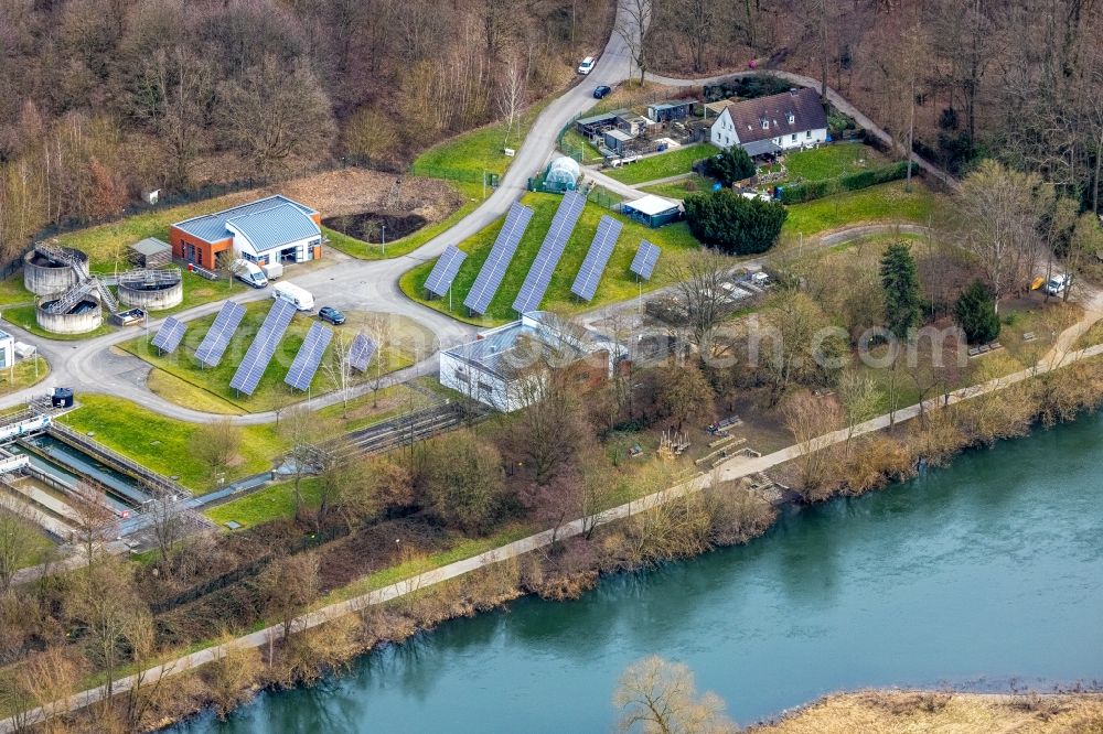 Aerial image Kettwig - Sewage works Basin and purification steps for waste water treatment on Leinpfad in Kettwig at Ruhrgebiet in the state North Rhine-Westphalia, Germany