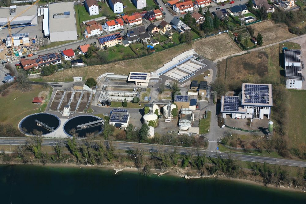 Aerial photograph Bad Säckingen - Sewage works basin and purification steps for waste water treatment plant in Bad Saeckingen in the state Baden-Wuerttemberg, Germany