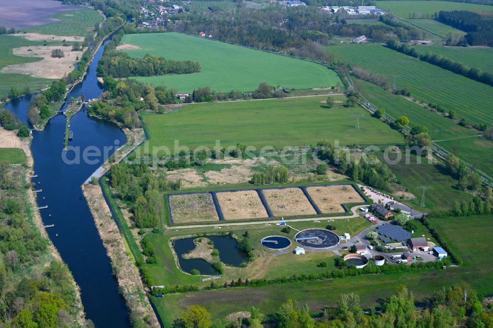 Liebenwalde from above - Sewage works Basin and purification steps for waste water treatment Trink- and Abwasserzweckverband Liebenwalde in Liebenwalde in the state Brandenburg, Germany