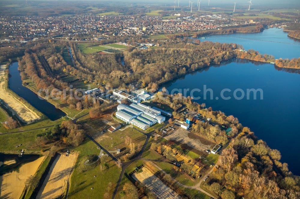 Aerial image Haltern am See - Sewage work washbasins, cleansing steps and water treatment plant of the Gelsenwasser AG in holders in the lake in the federal state North Rhine-Westphalia