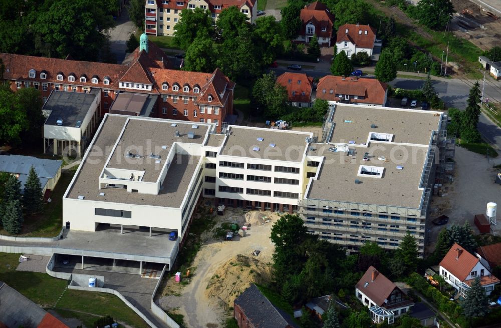 Aerial image Kyritz - View of the new construction of the KMG Hospial Kyritz in the state of Brandenburg