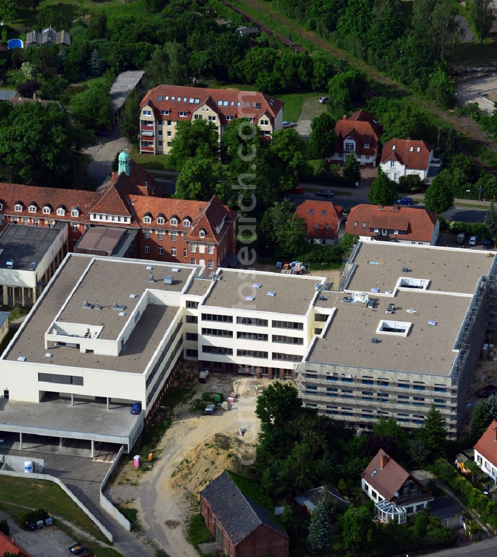 Aerial photograph Kyritz - View of the new construction of the KMG Hospial Kyritz in the state of Brandenburg