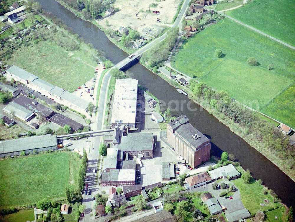 Aerial image Burg - Knäckebrotwerke in Burg am Elbe - Havel - Kanal.