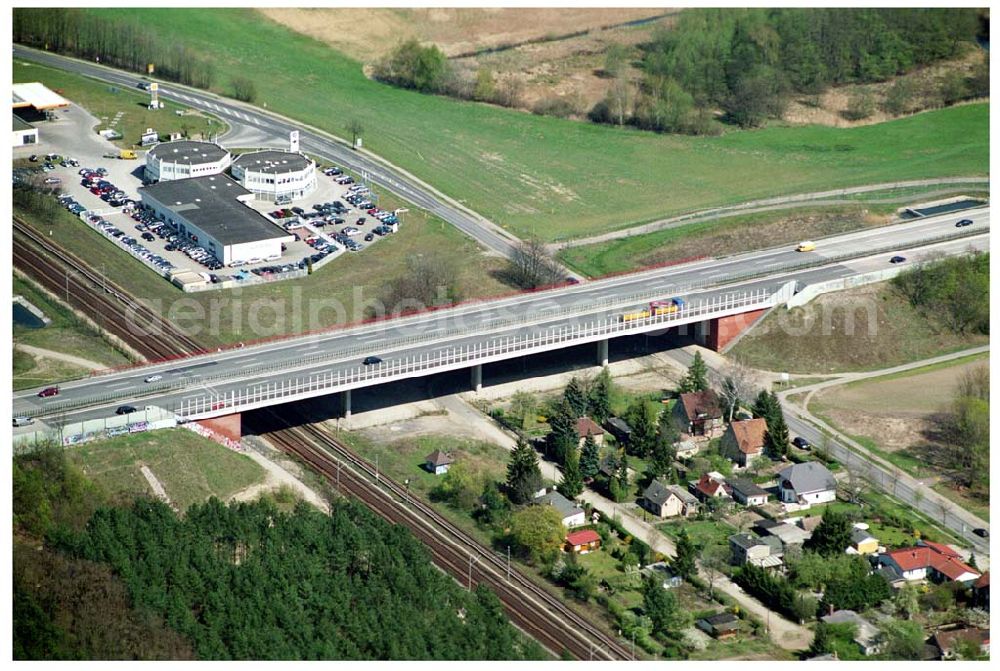 Königs Wusterhausen from the bird's eye view: Autobahnbrücke am südlichen Berliner Ring A10/E55 zwischen Königs-Wusterhausen und Niederlehme