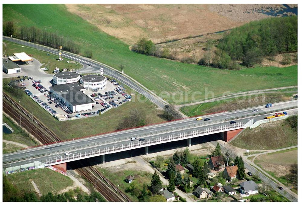 Aerial image Königs Wusterhausen - Autobahnbrücke am südlichen Berliner Ring A10/E55 zwischen Königs-Wusterhausen und Niederlehme