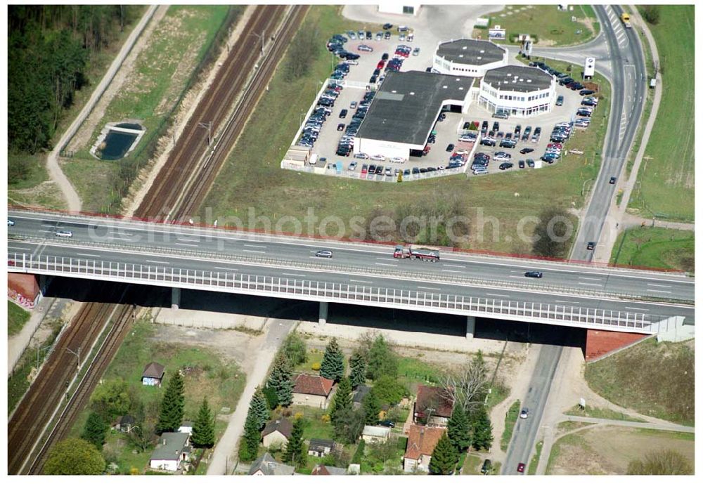 Aerial photograph Königs Wusterhausen - Autobahnbrücke am südlichen Berliner Ring A10/E55 zwischen Königs-Wusterhausen und Niederlehme