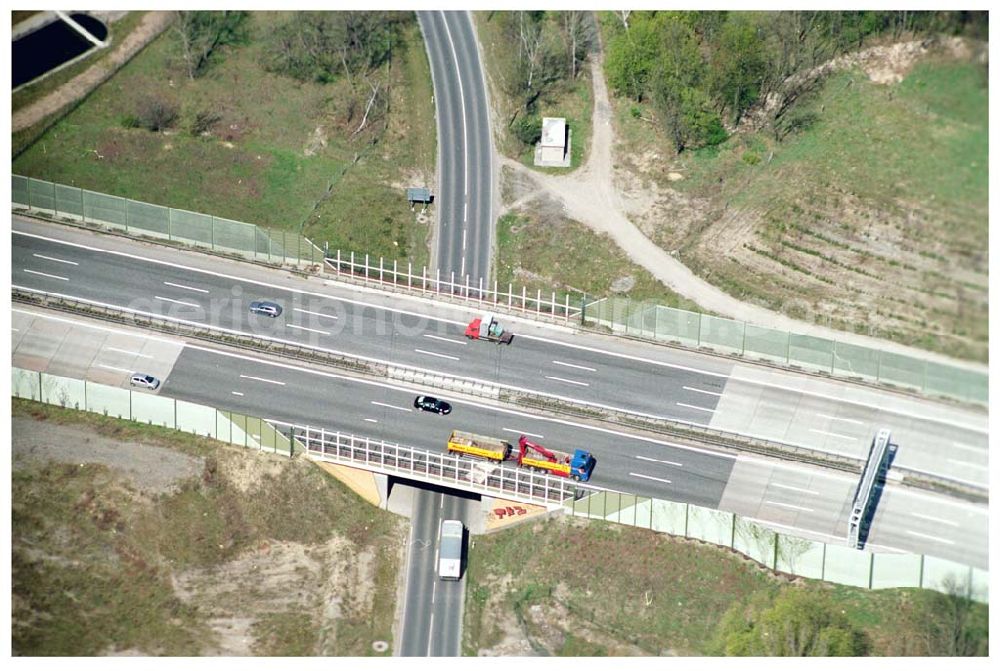 Aerial photograph Königs Wusterhausen - Autobahnbrücke am südlichen Berliner Ring A10/E55 zwischen Königs-Wusterhausen und Niederlehme