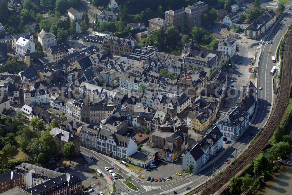 KOBLENZ from the bird's eye view: Blick auf den Stadtteil Ehrenbreitstein von Koblenz.