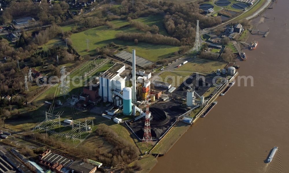 Bremen from above - Coal power plants of the Kraftwerk Farge in Bremen, Germany