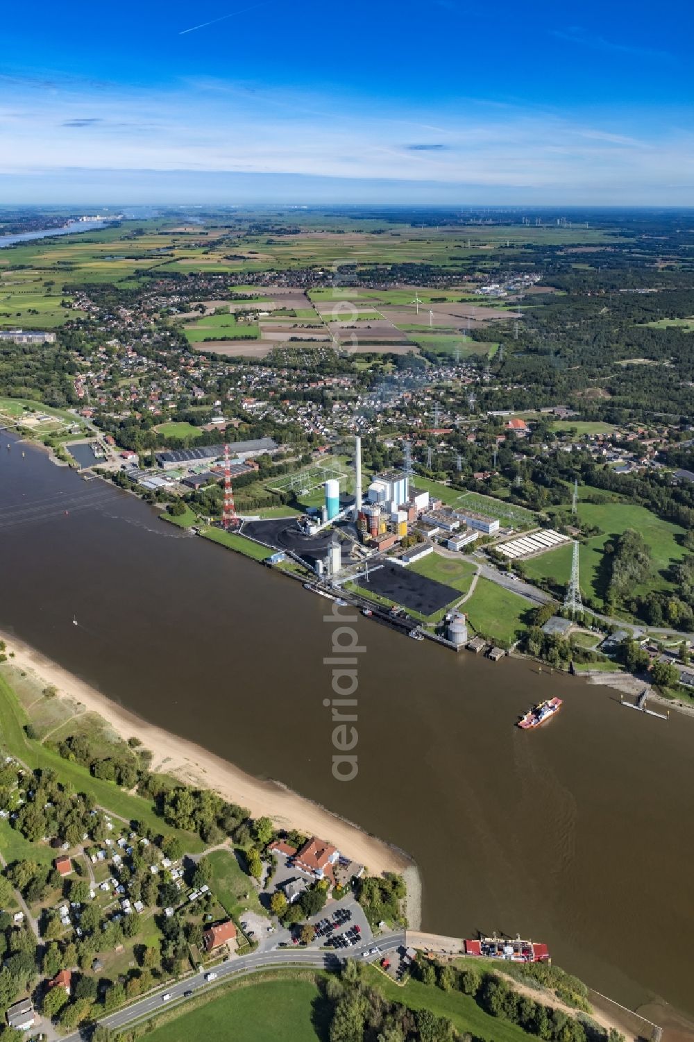 Aerial image Bremen - Coal power plants of the Kraftwerk Farge in Bremen, Germany