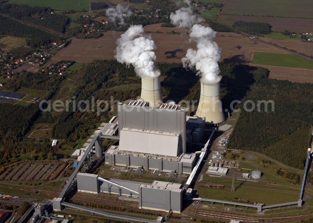 Aerial photograph Spremberg - Coal power plants of der LEAG Lausitz Energiekraftwerke the district Schwarze Pumpe in Spremberg in the state Brandenburg, Germany