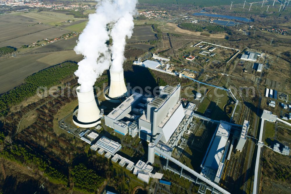 Aerial photograph Spremberg - Coal power plants of der LEAG Lausitz Energiekraftwerke the district Schwarze Pumpe in Spremberg in the state Brandenburg, Germany