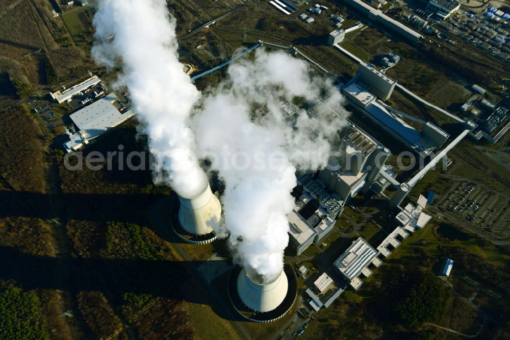 Aerial photograph Spremberg - Coal power plants of der LEAG Lausitz Energiekraftwerke the district Schwarze Pumpe in Spremberg in the state Brandenburg, Germany