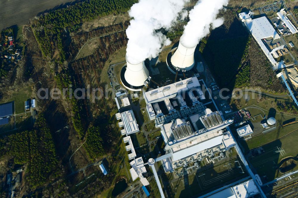 Aerial image Spremberg - Coal power plants of der LEAG Lausitz Energiekraftwerke the district Schwarze Pumpe in Spremberg in the state Brandenburg, Germany