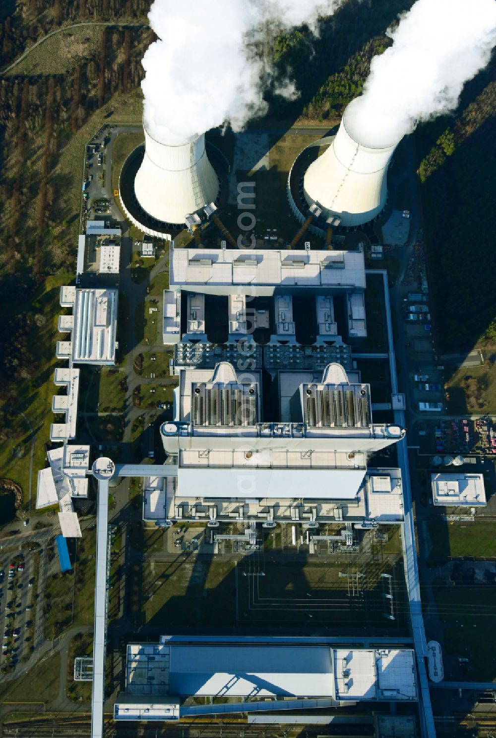 Aerial photograph Spremberg - Coal power plants of der LEAG Lausitz Energiekraftwerke the district Schwarze Pumpe in Spremberg in the state Brandenburg, Germany