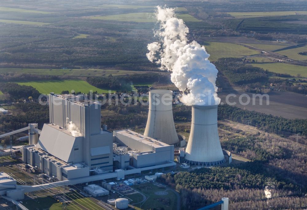 Aerial image Spremberg - Coal power plants of der LEAG Lausitz Energiekraftwerke the district Schwarze Pumpe in Spremberg in the state Brandenburg, Germany