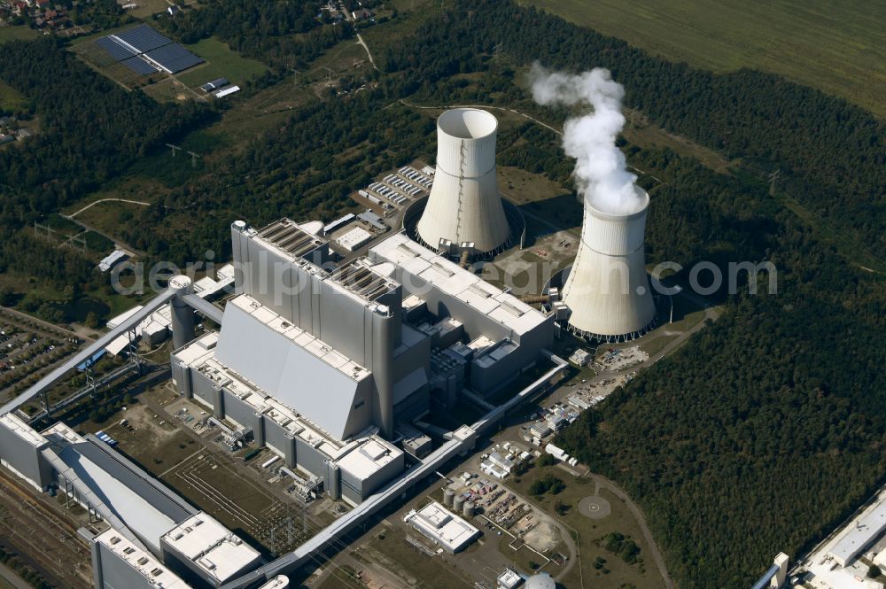 Aerial image Spremberg - Coal power plants of der LEAG Lausitz Energiekraftwerke the district Schwarze Pumpe in Spremberg in the state Brandenburg, Germany