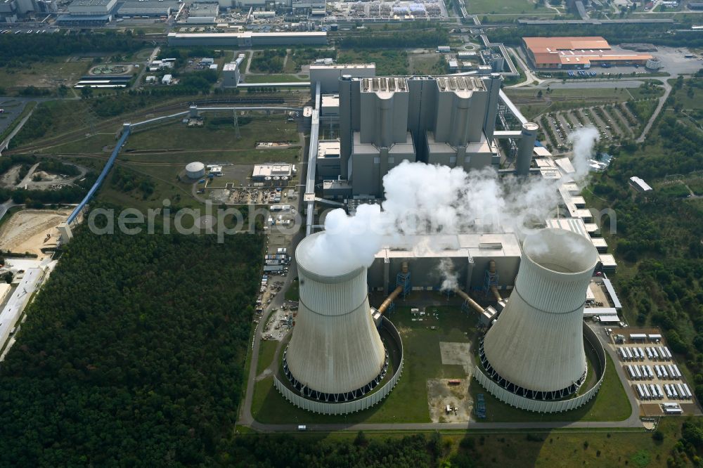 Aerial image Spremberg - Coal power plants of der LEAG Lausitz Energiekraftwerke the district Schwarze Pumpe in Spremberg in the state Brandenburg, Germany