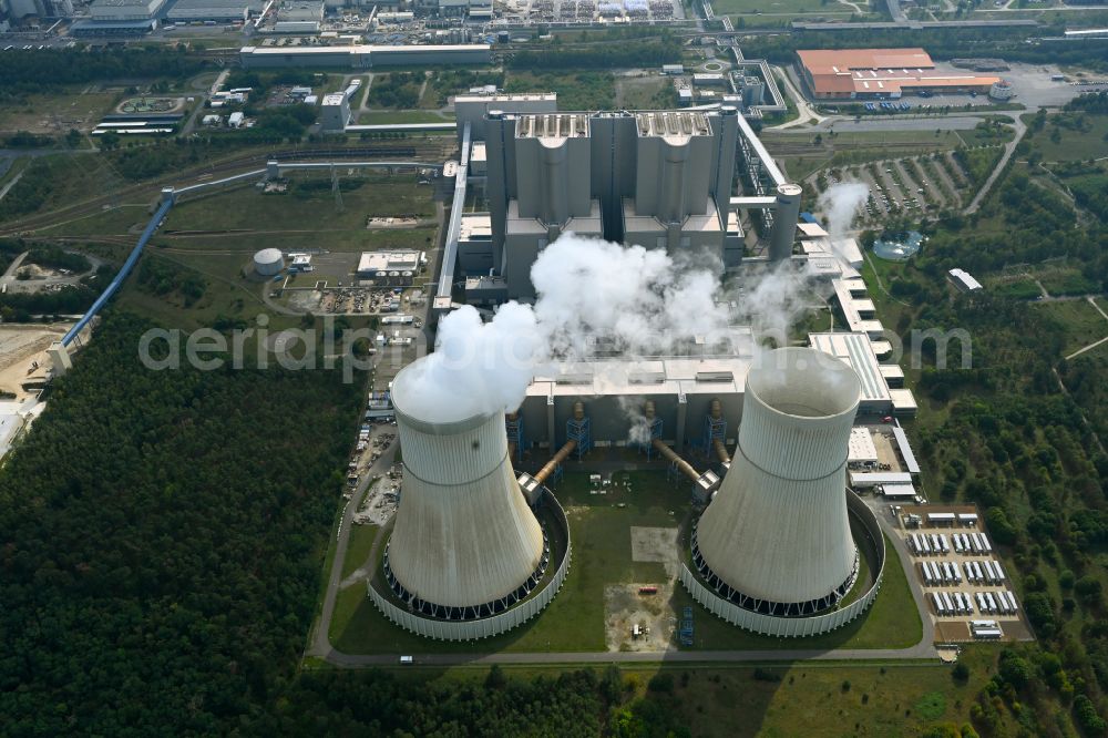 Aerial photograph Spremberg - Coal power plants of der LEAG Lausitz Energiekraftwerke the district Schwarze Pumpe in Spremberg in the state Brandenburg, Germany