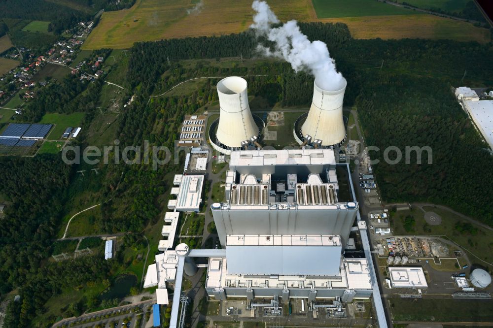 Aerial photograph Spremberg - Coal power plants of der LEAG Lausitz Energiekraftwerke the district Schwarze Pumpe in Spremberg in the state Brandenburg, Germany