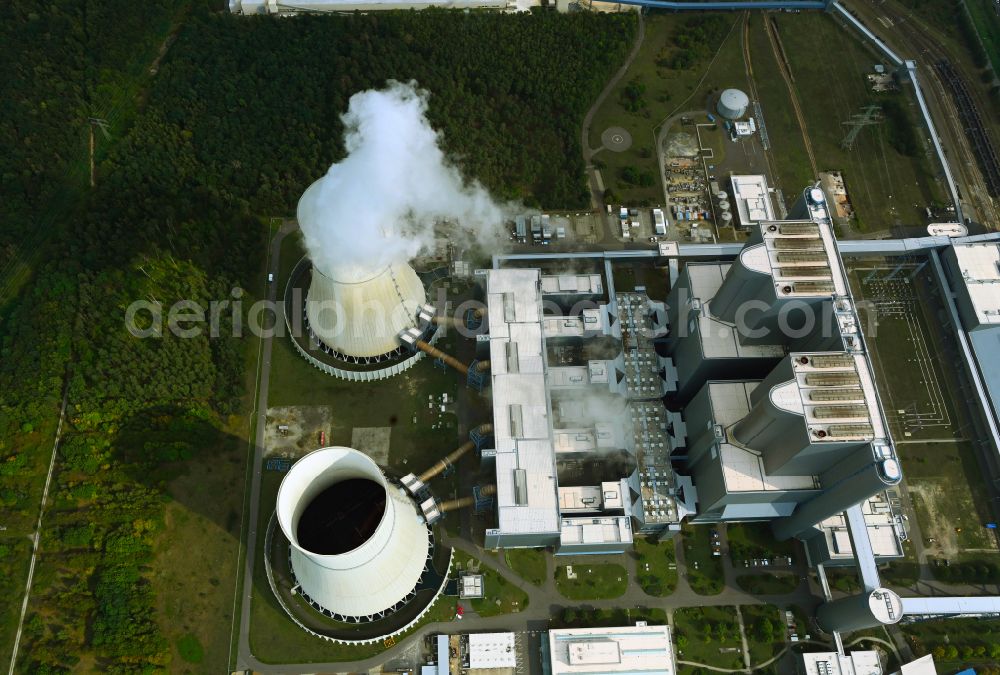 Aerial image Spremberg - Coal power plants of der LEAG Lausitz Energiekraftwerke the district Schwarze Pumpe in Spremberg in the state Brandenburg, Germany