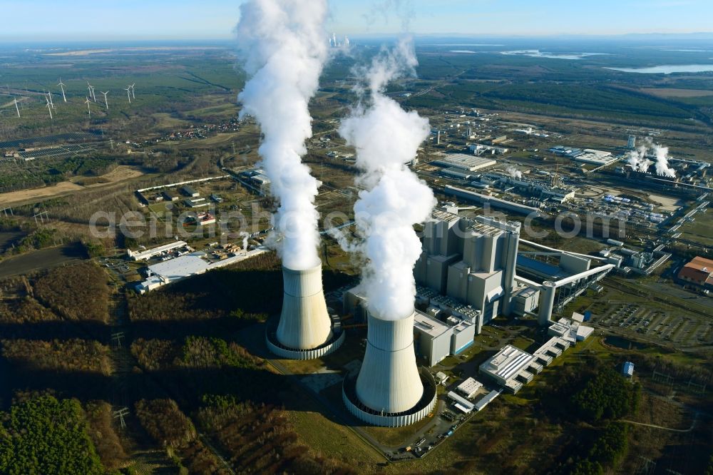 Spremberg from the bird's eye view: Coal power plants of the district Schwarze Pumpe in Spremberg in the state Brandenburg, Germany