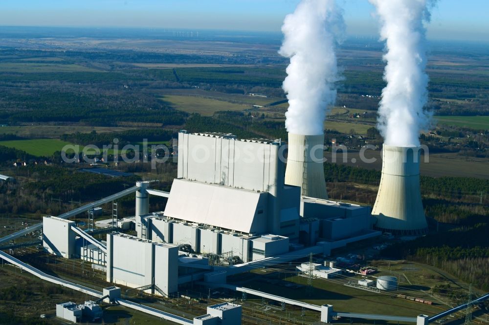 Spremberg from the bird's eye view: Coal power plants of the district Schwarze Pumpe in Spremberg in the state Brandenburg, Germany