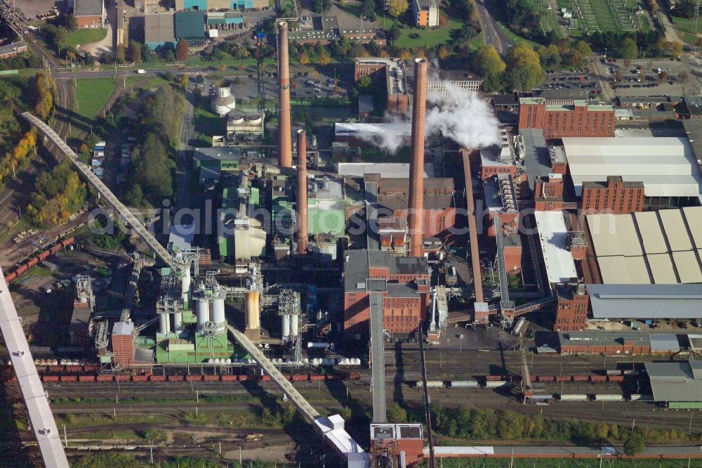 Bergheim from above - Coal power plants of the RWE Power AG Kraftwerk Niederaussem in Bergheim in the state North Rhine-Westphalia, Germany