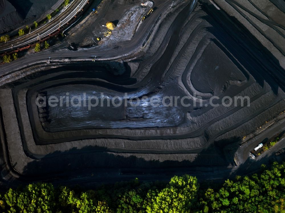 Essen from above - View of a coal depot on the city harbor of food in North Rhine-Westphalia