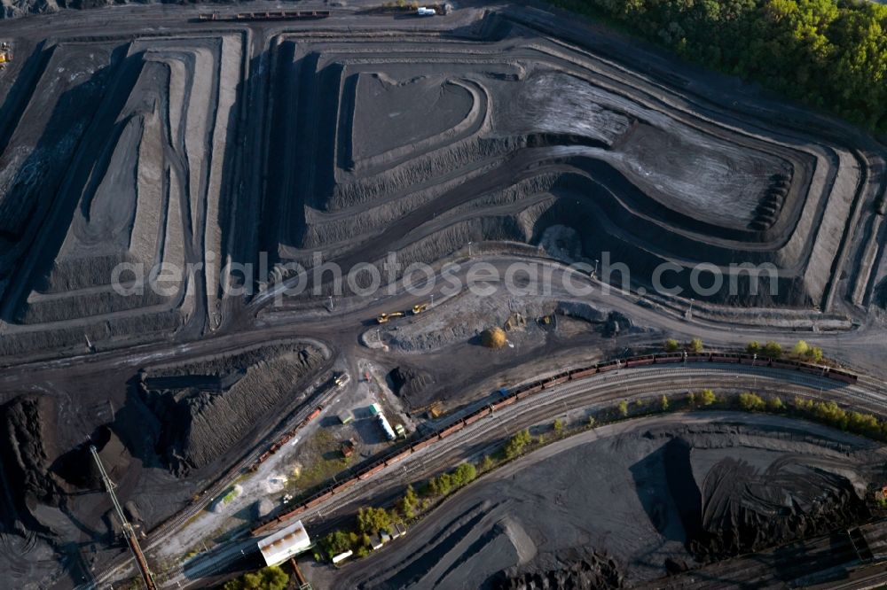 Essen from the bird's eye view: View of a coal depot on the city harbor of food in North Rhine-Westphalia