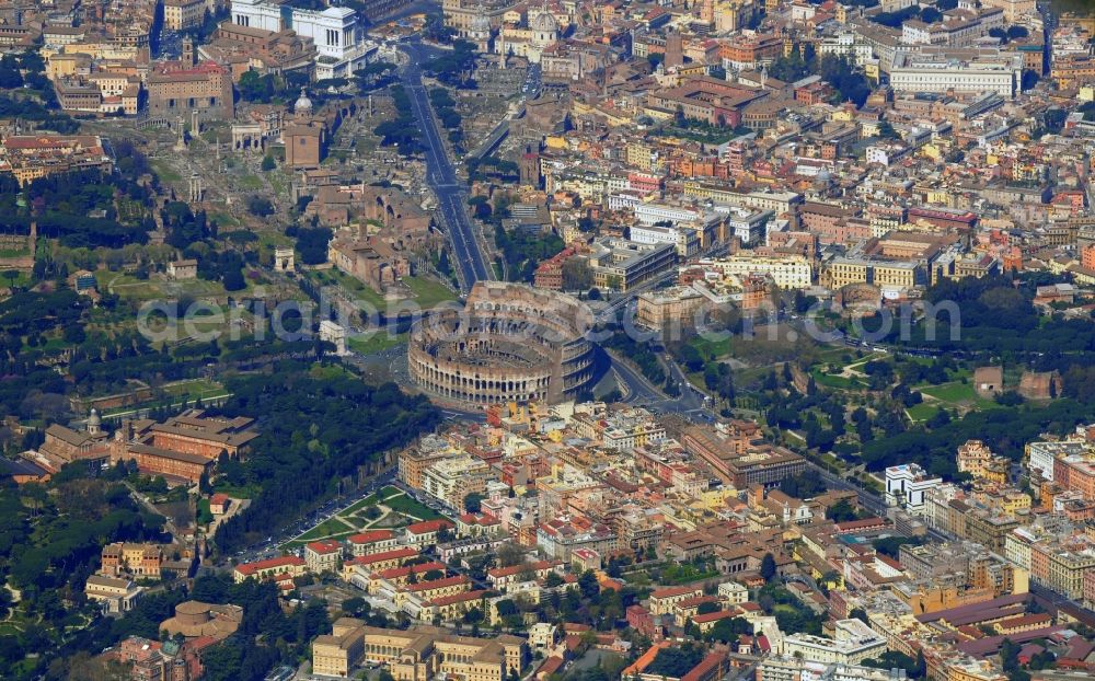 Aerial photograph Rom - Colosseum - the ancient Roman amphitheater in Rome, Italy