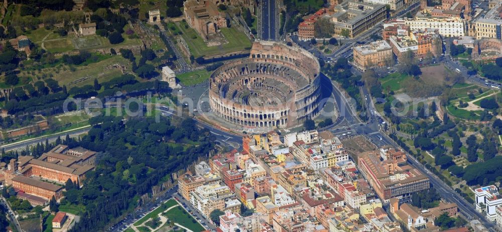 Rom from above - Colosseum - the ancient Roman amphitheater in Rome, Italy